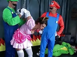 Slutty Brooklyn Chase gets dominated by Luigi and Mario BDSM